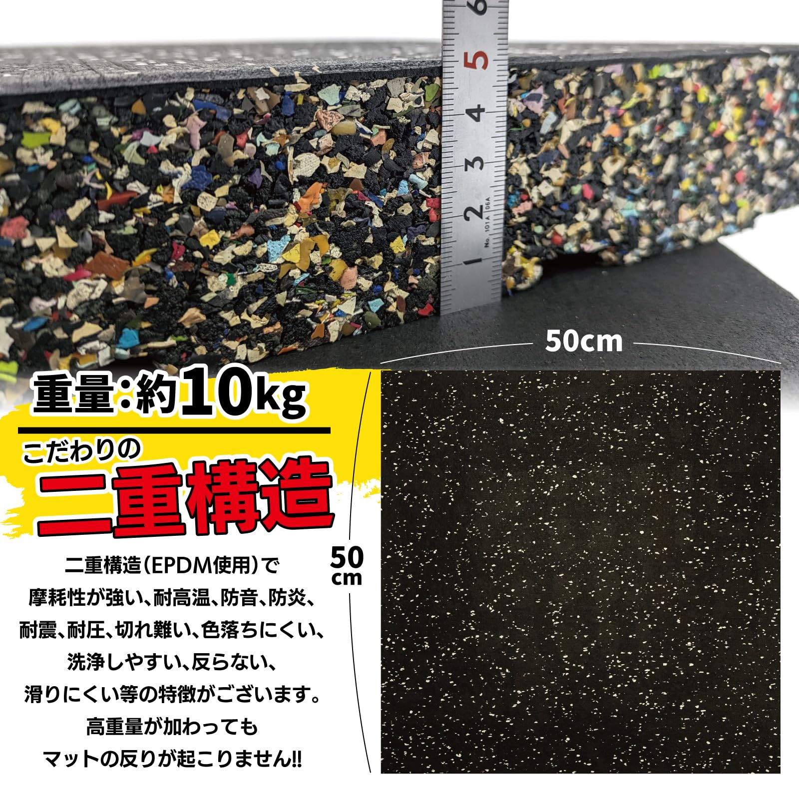 Amazon.co.jp: 【SLDS】New ゴムチップマット 50mm厚 500×500mm